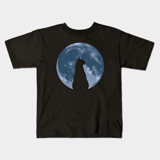 Cat Silhouette on Full Moon Kids T-Shirt by Whimsy Works